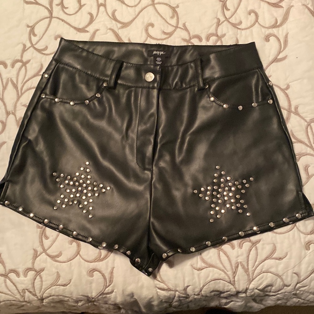 Nasty Gal faux leather studded shorts